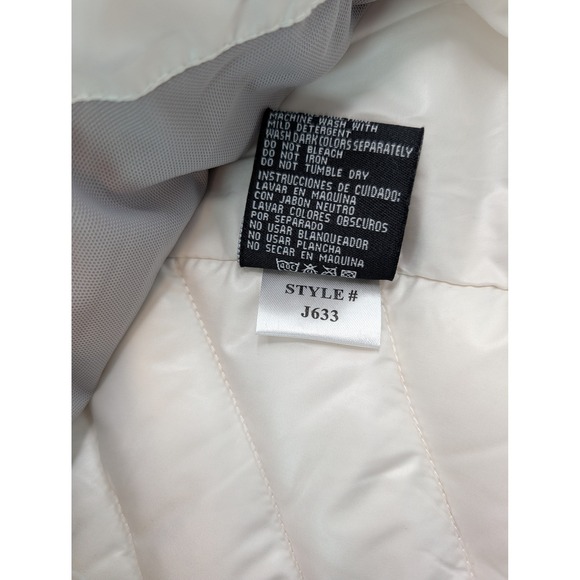 YMI Womens Off White Chevron Quilted Hooded Puffer Jacket J633 Large - Picture 5 of 9